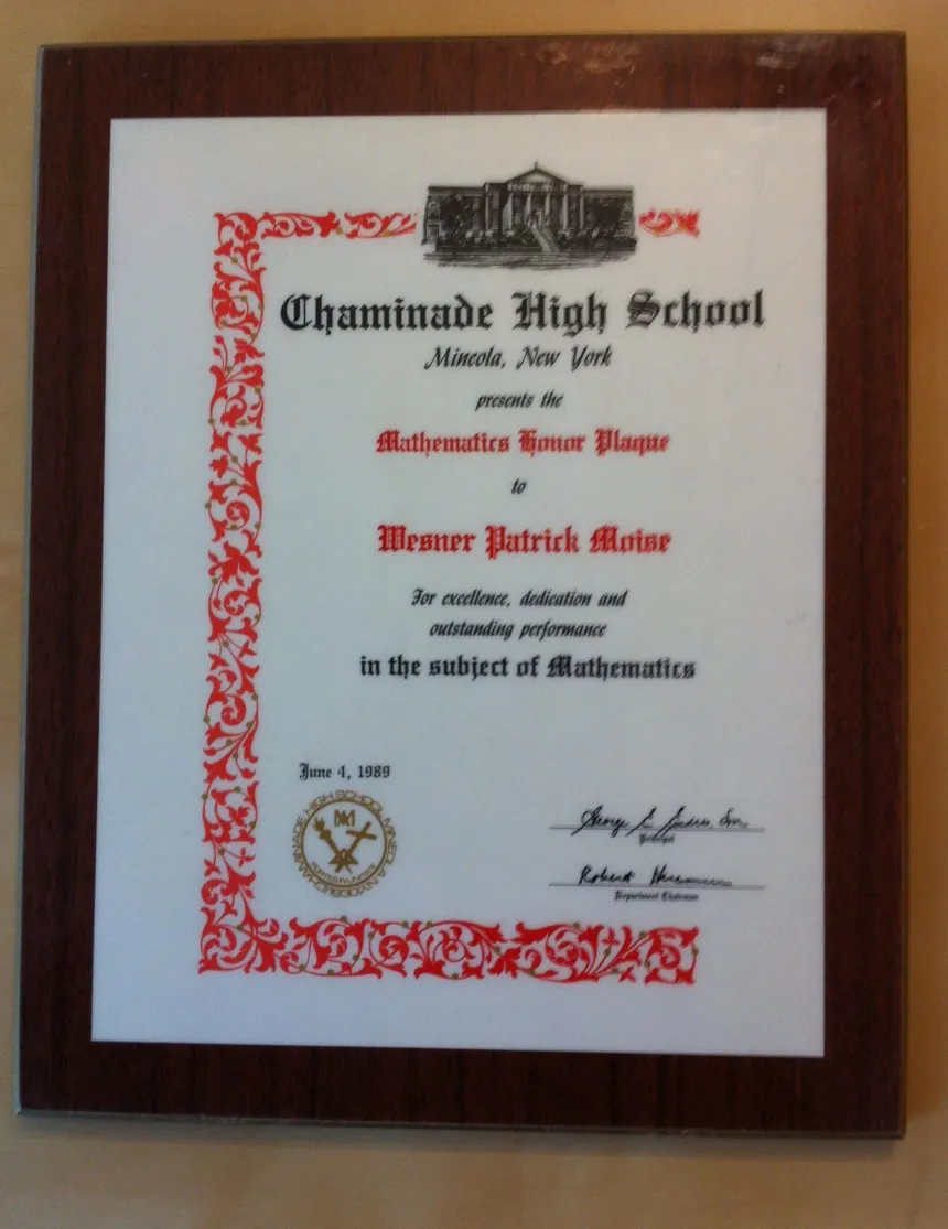 Most Outstanding Senior in Mathematics Graduation Plaque