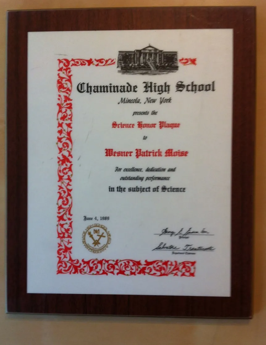 Most Outstanding Senior in Science Graduation Plaque